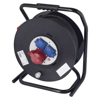 Outdoor-Verlängerungskabel auf Trommel 33 m / 3 Steckdosen / schwarz / Gummi / 230V/400V / 2,5 mm2