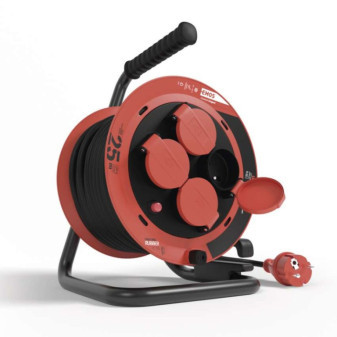 Outdoor-Verlängerungskabel auf Trommel 25 m / 4 Steckdosen / Gummi / 230 V / 1,0 mm2 / IP44