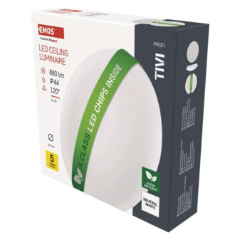LED luminaire TIVI, A CLASS, round white 5,5W, IP44, neutral white