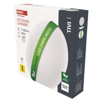 LED luminaire TIVI, A CLASS, round white 12,5W, IP44, neutral white