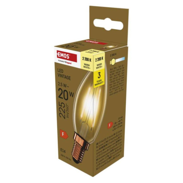 LED bulb Vintage candle / E14 / 2,5 W (20 W) / 225 lm / warm white