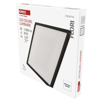 LED-Leuchte FLORI quadratisch, schwarz, 18W, neutralweiß