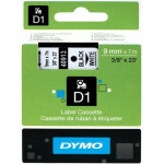 40913 DYMO tape D1 self-adhesive plastic tape 9mm, black print on white tape, 7m roll
