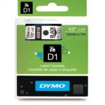 45010 DYMO tape D1 plastic 12mm, black print/transparent backing, 7m roll