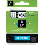 45013 DYMO tape D1 plastic 12mm, black print/white backing, 7m roll