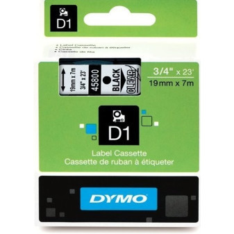 45800 Taśma DYMO D1 plastikowa 19 mm, czarny nadruk/przezroczysty podkład, rolka 7 m