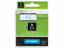 45804 DYMO tape D1 Kunststoffband 19mm, blauer Druck/weißer Träger, 7m Rolle