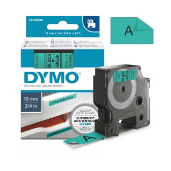 45809 Taśma DYMO D1 taśma plastikowa 19 mm, czarny nadruk/zielony podkład, rolka 7 m