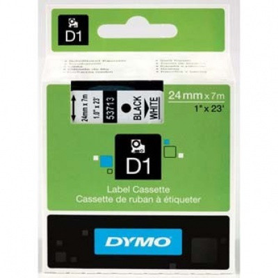 53713 DYMO páska D1 plastová 24mm, černý tisk/bílý podklad, návin 7m