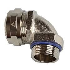 PG connector 90°, male thread, nickel plated. brass , for Multitite FCD/FCE