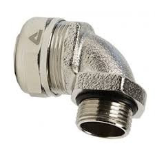 ISO connector 90°, male thread, nickel plated. brass , for Multitite FCD/FCE