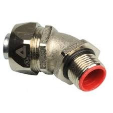 ISO connector 45°, male thread, nickel plated. brass, for Sealtite