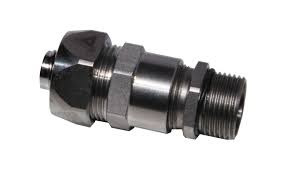 ISO connector straight with integral gland, male thread, stainless steel, for Sealtite