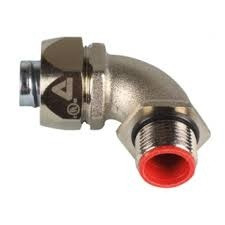 ISO connector 90°, male thread, nickel plated. brass, for Sealtite