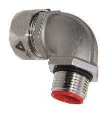 ISO connector 90°, male thread, stainless steel, for Sealtite