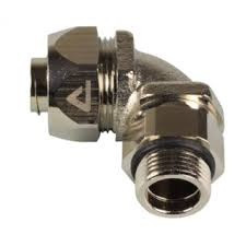 ISO connector 90° swivel, male thread, nickel plated. brass, IP 67, for Sealtite