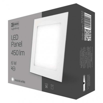 LED recessed luminaire PROFI, square, white, 6W neutral white