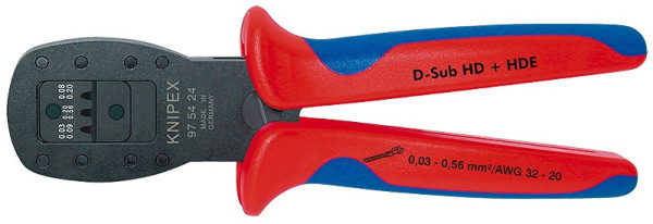 975424 KNIPEX Crimpzange für D-Sub, HD 20, HDE für Querschnitte 0,03-0,56mm2, ohne Aufnahmevorrichtung