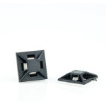 Cable clips black 12x12mm self-adhesive, for 2,5mm tapes, 100pcs in pack