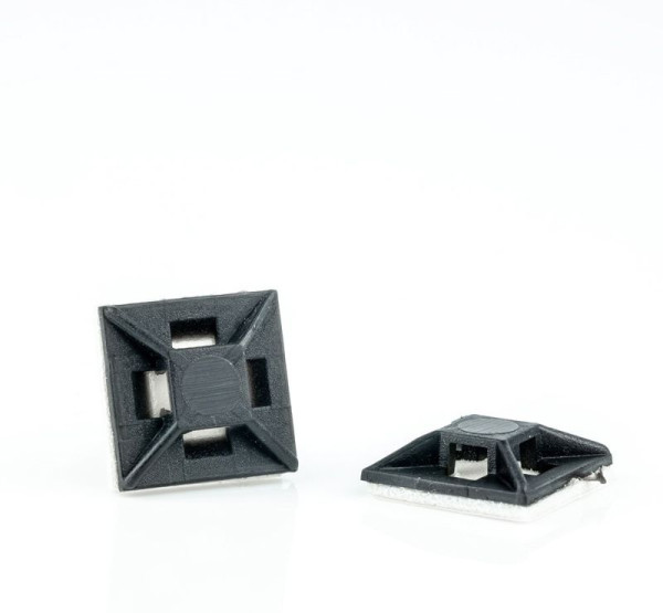 Kabelbinder schwarz 12x12mm selbstklebend, für 2,5mm Klebebänder, 100 Stück in Packung