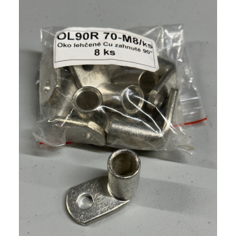 Cu alloy eye 90° bent, tinned, cross section 70mm
