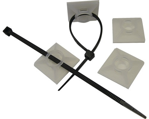 Káblové svorky prírodné 19x19mm samolepiace, pre 3,6mm pásku (VPU19x19), 100ks v balení