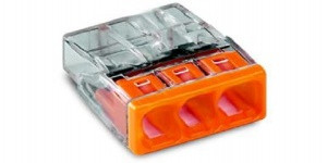 Box type screwless electrical clamp PC253, cross section 3x1,0-2,5mm2, colour orange, 100pcs in pack.