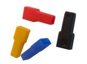 Socket cover single pole 4,8mm PVC red, 100pcs in pack