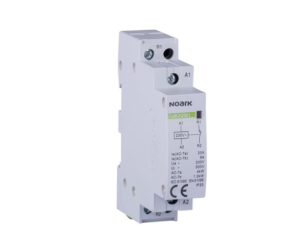 Installation relay, 20 A, 230V control, 1 NC contact