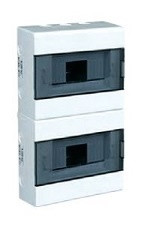 Kunststoff-Gipskartonschrank mit weißer Tür, 16 Module, 2 Reihen, 238x403x95mm