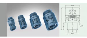 Straight connector with push-in, IP54, NW 29, grey, for 40 mm hole