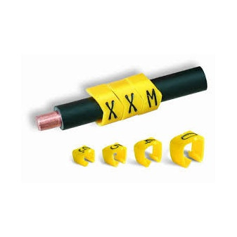 Yellow sleeve for 3,0-4,0mm wire (cross section 1,5-3,0mm2) length 3mm, printed '0', 200pcs in pack