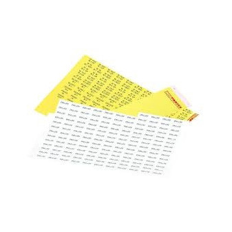 Arch štítkov biely/žltý, veľkosť 21,0x4,7 mm/594 štítkov na A4