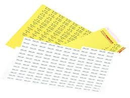 Label sheet white/yellow, size 15,0x4,7mm/792 labels per A4