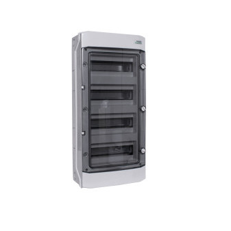 Plastový rozvádzač, montáž na sadrokartón, IP65, 4 rady, 4x12 modulov