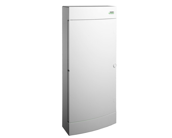 Kunststoff-Schaltschrank, weiße Tür, Einputzmontage, IP40, 4 Reihen, 4x12 Module