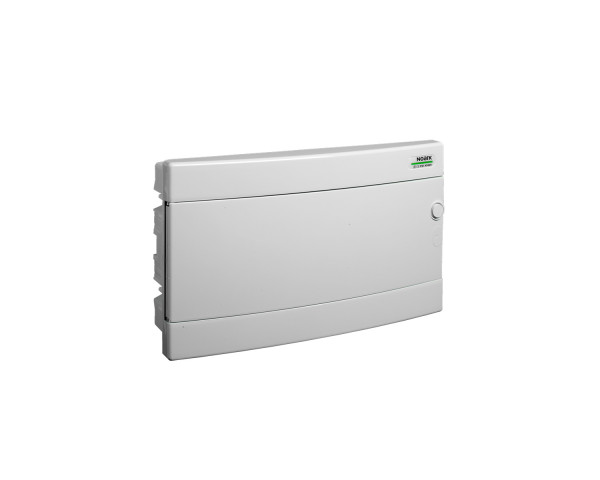 Plastic switchboard, white door, flush mounting, IP40, 1 row, 18 modules