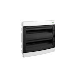 Kunststoff-Schaltschrank, transparente Tür, Unterputzmontage, IP40, 2-reihig, 2x18 Module