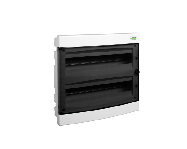 Kunststoff-Schaltschrank, transparente Tür, Unterputzmontage, IP40, 2-reihig, 2x18 Module