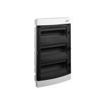 Kunststoff-Schaltschrank, transparente Tür, Unterputzmontage, IP40, 3-reihig, 3x12 Module