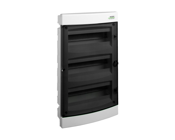 Kunststoff-Schaltschrank, transparente Tür, Unterputzmontage, IP40, 3-reihig, 3x12 Module