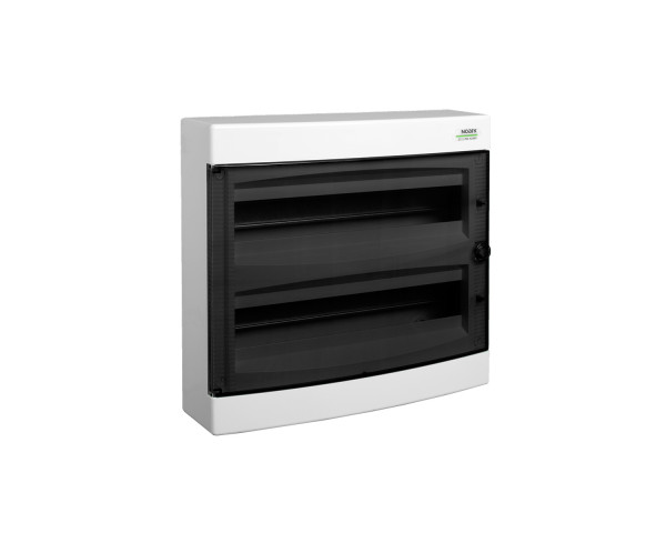 Kunststoff-Schaltschrank, transparente Tür, Gipskartonmontage, IP40, 2-reihig, 2x18 Module