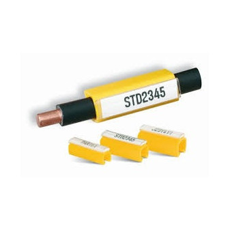 Yellow sleeves with pocket for cross-section 1,5-2,0mm2/diameter 2,4-3,0mm/length 15mm, 200pcs per pack