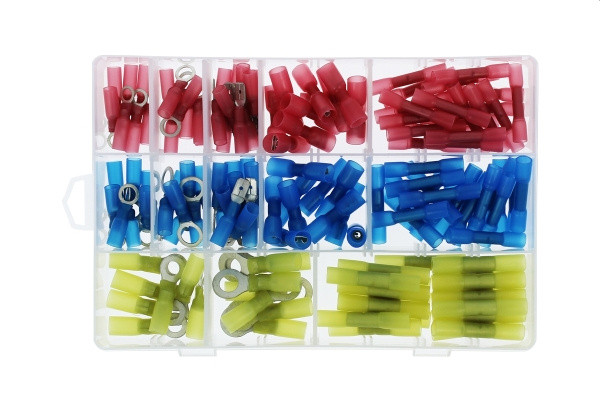 Plastic box - cable lugs with heat shrink tubing, 142pcs