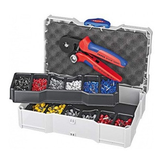 Suitcase with LK5 crimping pliers and set of 6-pin crimping jaws for insulated ends