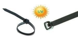 Uťahovacia páska čierna dlhodobo UV stabilná, 18 kg, priemer zväzku 33 mm, 3,6x140 mm, 100 ks v balení