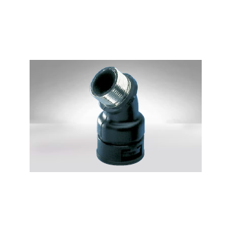 45° angled connector with outer metal. thread, IP67 protection for protective hose, NW 36, black, M40x1,5