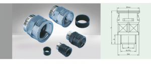 Straight connector with outer metal. thread with integrated gland   seal. IP67, NW 48, black, M63x1,5